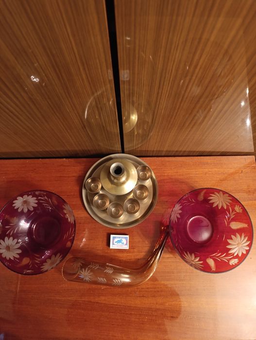 Посуда.Коньячный набор.Цветные вазы,рог.Новый.