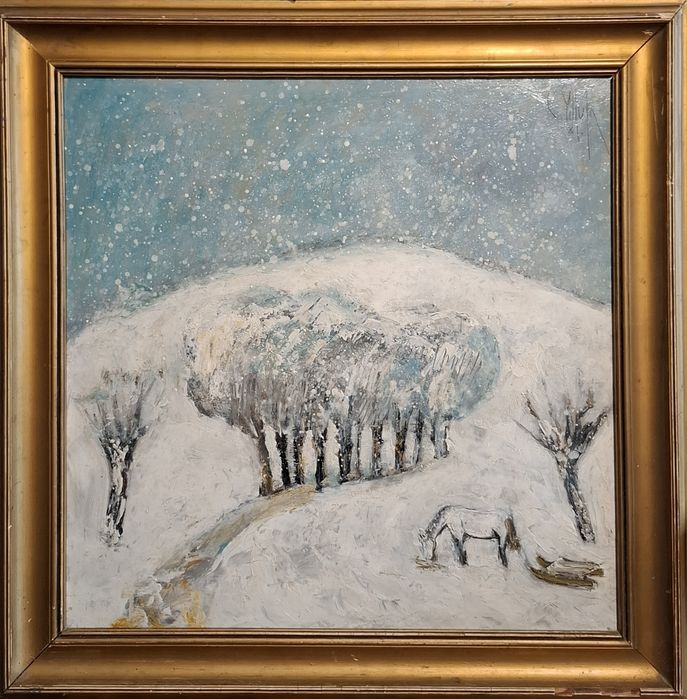 Tablou ulei pe carton semnat C.Piliuta 87.