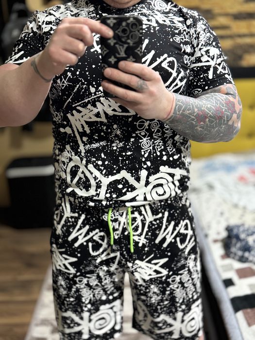 Set Tricou + Pantaloni Scurți Black Print Edition | Summer Fit