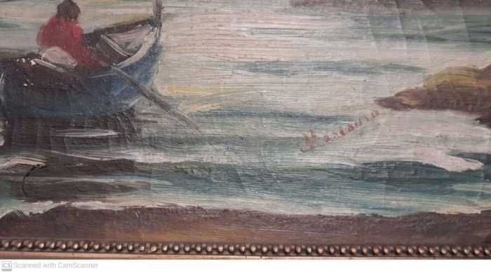 tablou Peisaj marin, ulei pe panza, interbelic, 36x56 cm