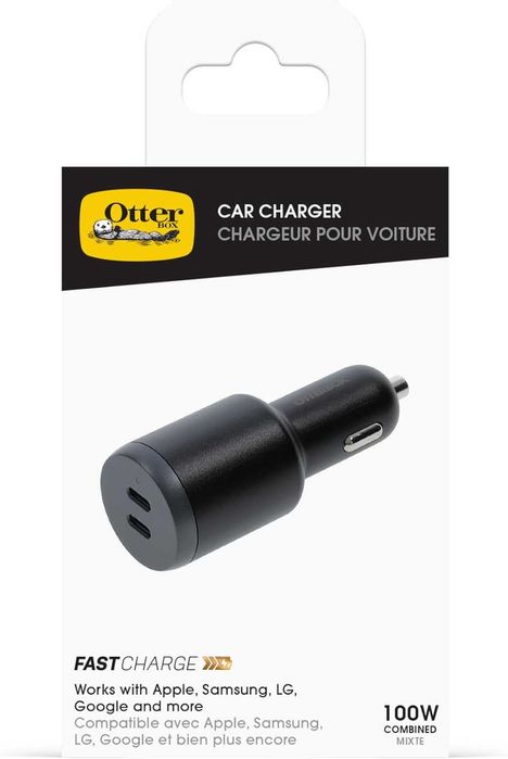 OtterBox Зарядно за кола с два USB-C порта 100W, черно