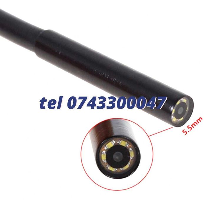 Camera Video Endoscop Foto/ Video, Diametru 5.5Mm, Cordon 2M, Waterproof Componenta Service Pentru Compatibilizare Simplu De Montat ,cablu Adaptor Pen