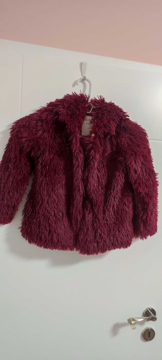 Пухкаво детско яке/палто за момиче пролет-есен с качулка - 5-6 г.