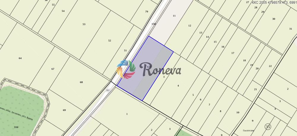 Парцел в Варна, област-с.Кичево площ 12000 цена 333730