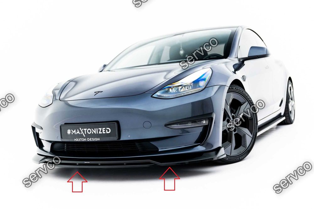 Pachet Set Splitter Exterior Lip Prelungiri Body kit tuning Tesla Model 3 2017-2023 v4 - Maxton Design