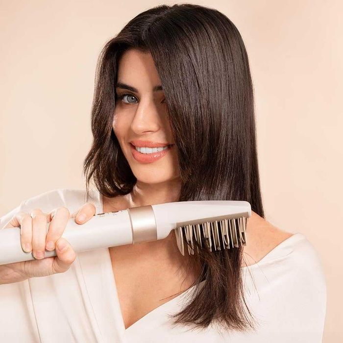 Мултифункционален уред за коса Cecotec CeramicCare AirGlam Champagne 1400W висок клас с Coanda технология, мощен мотор и цели 8 приставки за оформяне