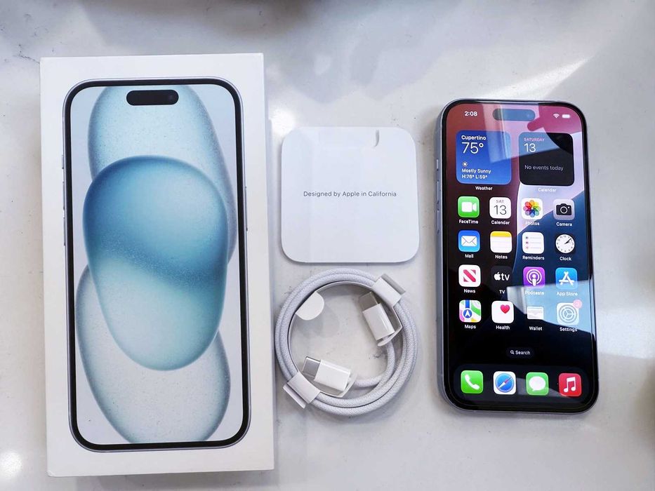 iphone 15 sky blue много запазен (в гаранция)