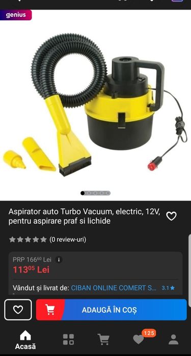 Aspirator auto Turbo car vacuum cleaner 12 v