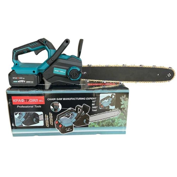 Акумулаторна резачка 36V 10Ah+ автоматично смазване+2 батерии+2 вериги