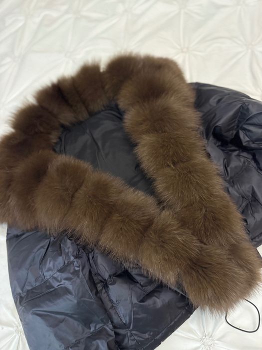 Jachetă cu blană naturală de vulpe