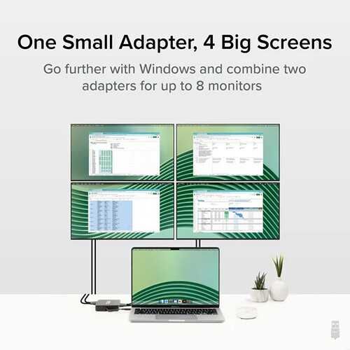 Plugable USB-C or USB 3.0 Quad HDMI Adapter - 4 Monitors