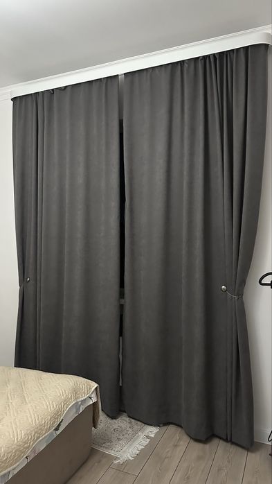 Продам тёмно-серые шторы