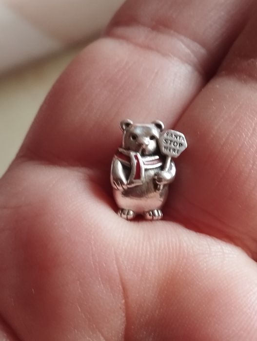 Charm din argint Pandora original ursuleț de Crăciun
