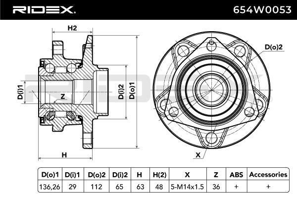 Комплект колесен лагер RIDEX 654W0053