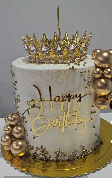 Луксозна корона с кристали за торта