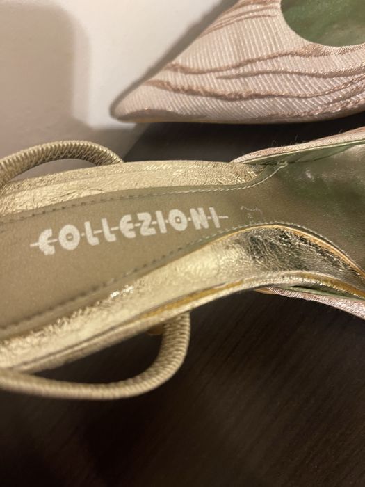 Pantofi italieni eleganți, cu fir auriu în relief, mărimea 39, cumpărați din Italia de la producător