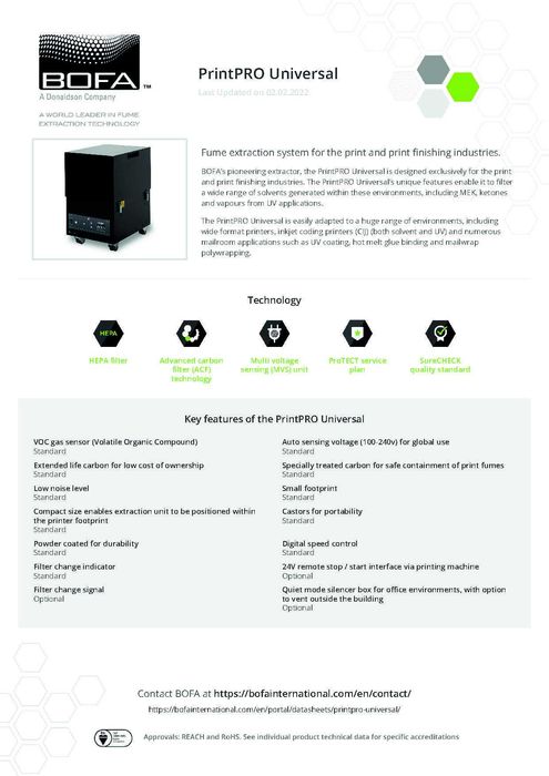 Професионална пречистваща машина за въздух  BOFA PrintPRO Universal