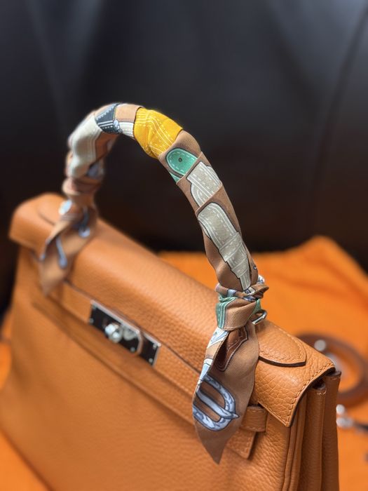 Genată Hermes Kelly Sellier 28 Orange Epsom Palladium Hardware