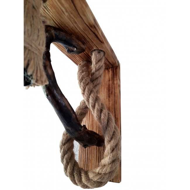 Aplica rustica - din lemn masiv si franghie de iuta, realizata manual