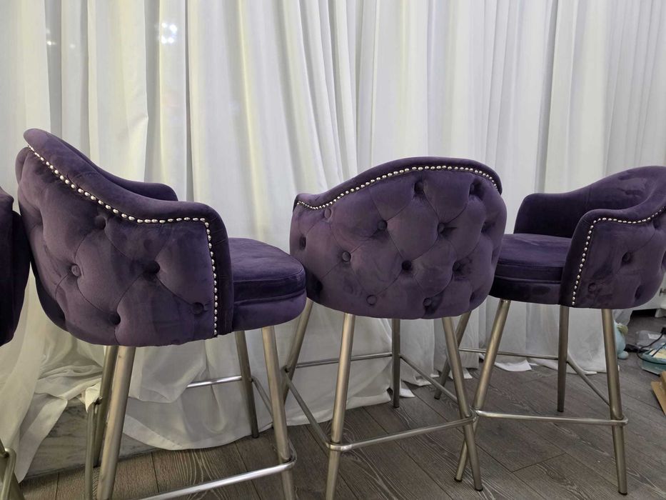 Scaune de Bar stil Chesterfield mov (set de 4)