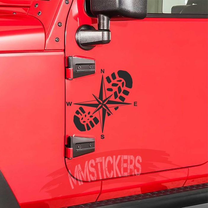 Компас и Стъпка 2 броя ляв и десен/ Автомобилен стикер offroad 4x4