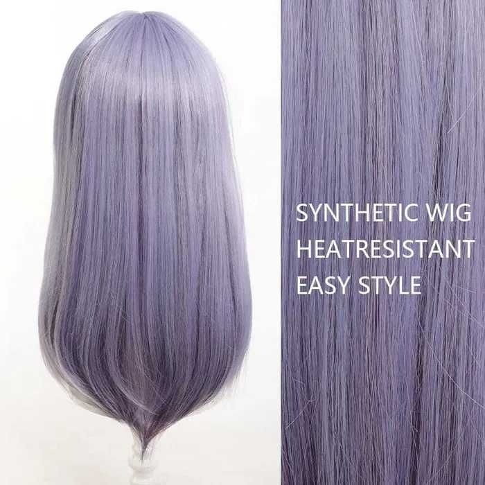 Лилава права перука с бретон