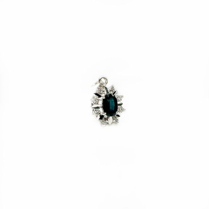 Pandantiv din aur 14k cu safir si diamante naturale