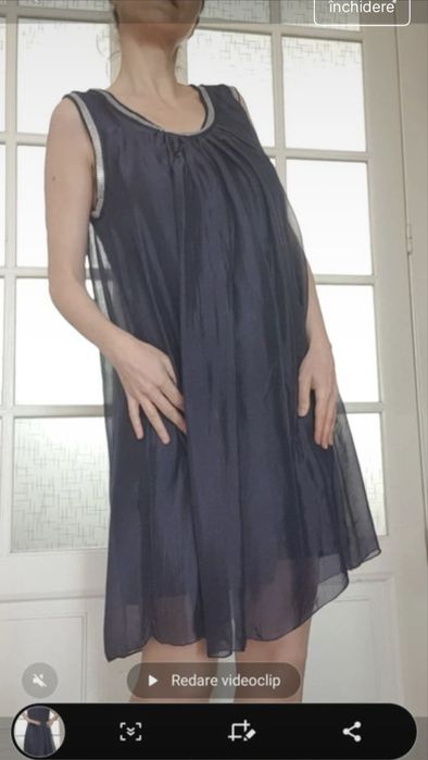 Rochie seara/cocktail bleumarin cerneală mătase