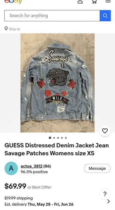 Geaca blugi Guess Sauvage, model tigru