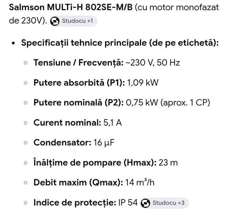 Hidrofor Pompa suprafata ,pompa udat Salmson Multi H 802SE-M/B