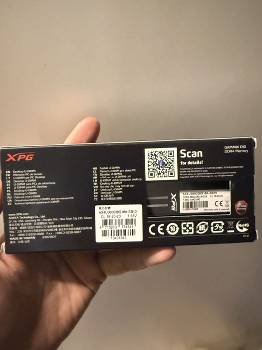 Озу 8гб XPG DDR4 3600mhz