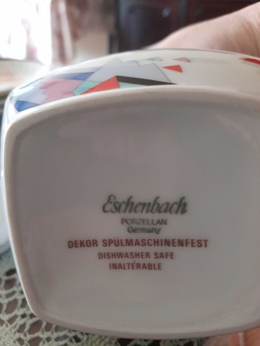 Ceainic 800ml Portelan Germania 3 farfurii 20cm aperitiv ocru/auriu  stanta Germania