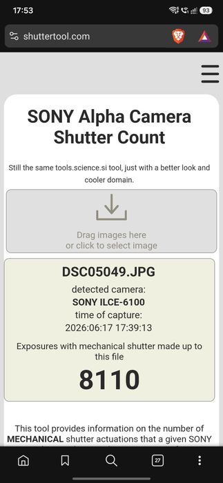 Sony A6100 cu 8100 shutter count