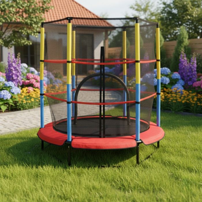 Батут 4,5ft 140см с вътрешна мрежа - червен