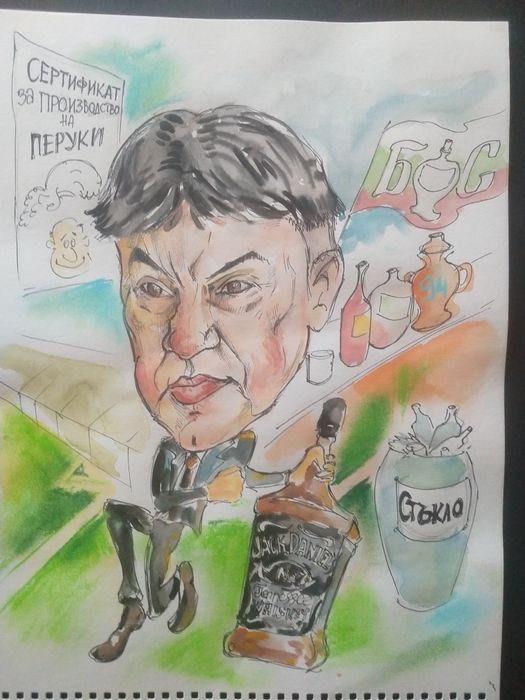 Стара карикатура на Боби Михайлов
