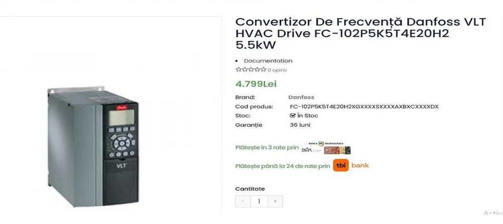 Convertizor de frecventa  Danfoss 43,8KVA