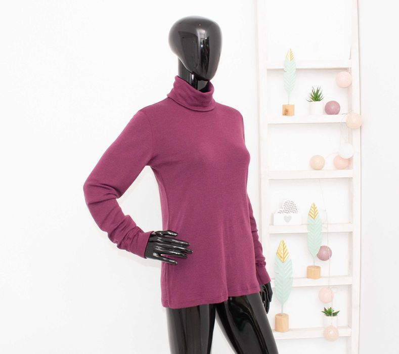 Janus блуза дамска от мериносна вълна лилава поло яка термо бельо L