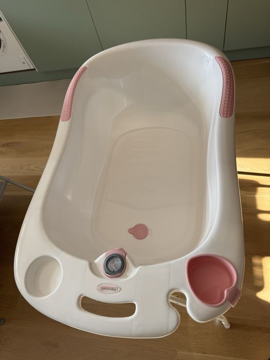 Вана за къпане с подложка и стойка Chipolino, розова, 87 cm
