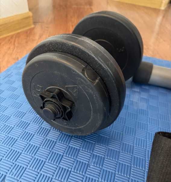 Exercise Machine with weights, mats, and roller