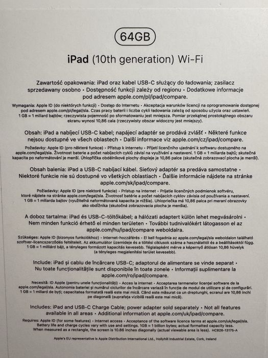 ipad 10 Wi-Fi 10.9”
