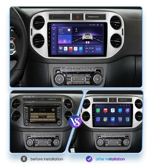 Мултимедия 9″ Android 14 за VW Tiguan CARPLAY навигация RDS DSP GPS