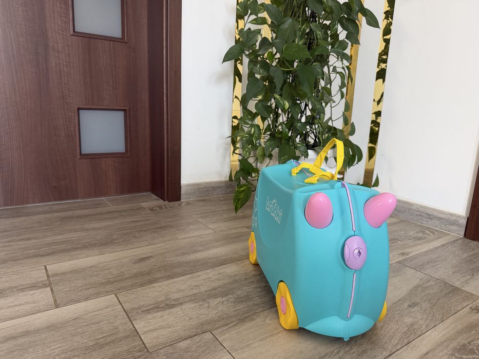 Valiza pentru copii Ride-On Una Unicorn Trunki, Turcoaz, 46 cm