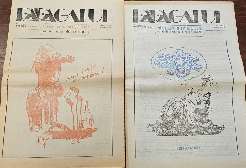 Lot 11 Reviste Satiră și Umor 1990 (Papagalul nr 1, Spinul nr 1, Fraierul Român)