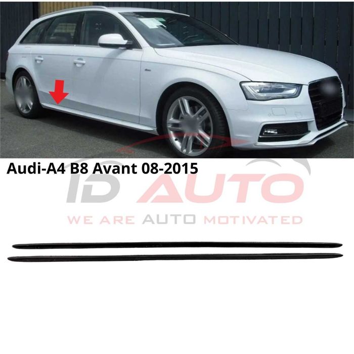 Тунинг добавки за прагове за Audi A4 B8 Avant (2008–2015) – Черен гланц