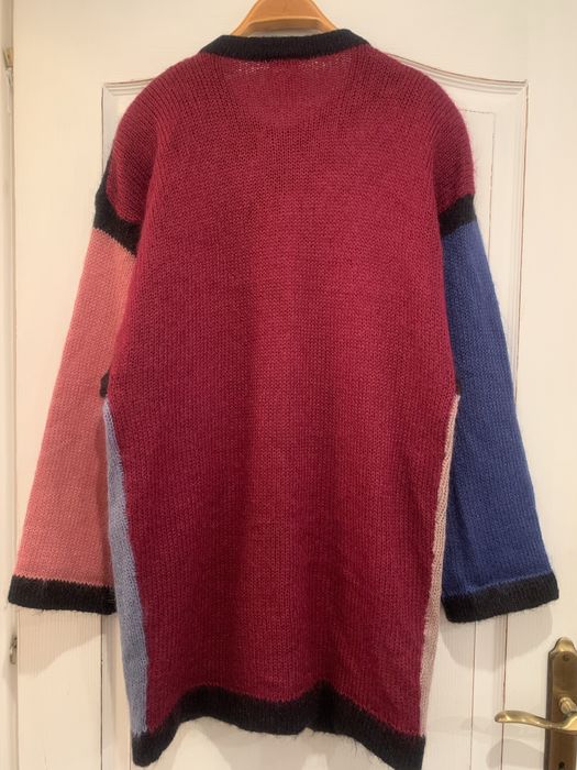 Cardigan color block , pufos, mohair