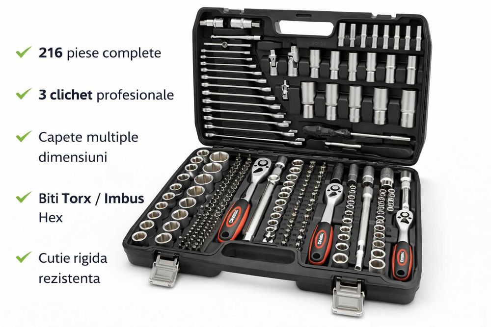 Trusa Chei Tubulare 216 Piese TEENO Profesionala