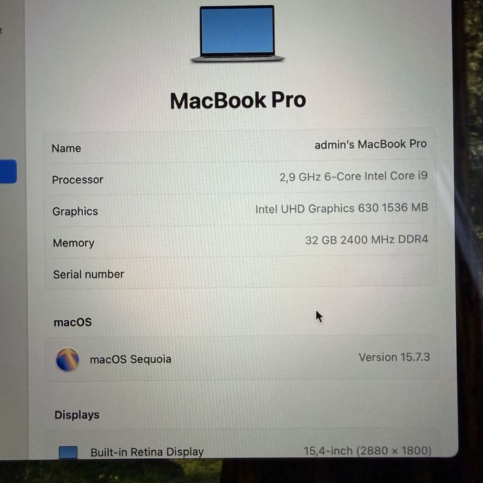 MacBook Pro 15 (i9 / 32GB RAM / 2TB SSD / VEGA 20) – СЕРВИЗИРАН 2023!