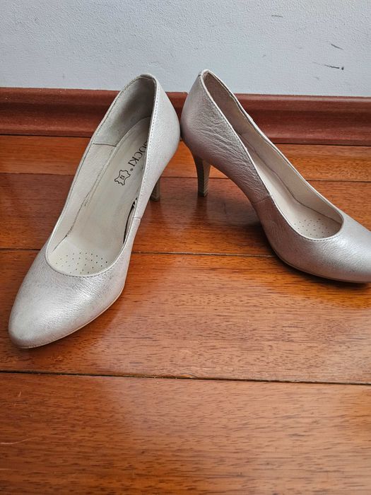 Pantofi eleganți din piele naturală roz pal sidef 37,5