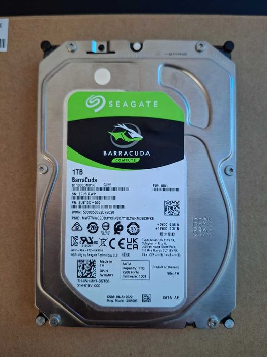 Seagate BarraCuda 1TB 7200 RPM 3.5”