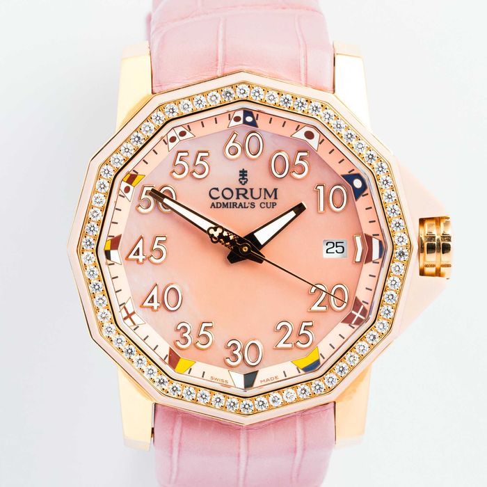 Corum Lady Admiral's Cup 40mm Diamond Rose Gold Pink MOP Dial
